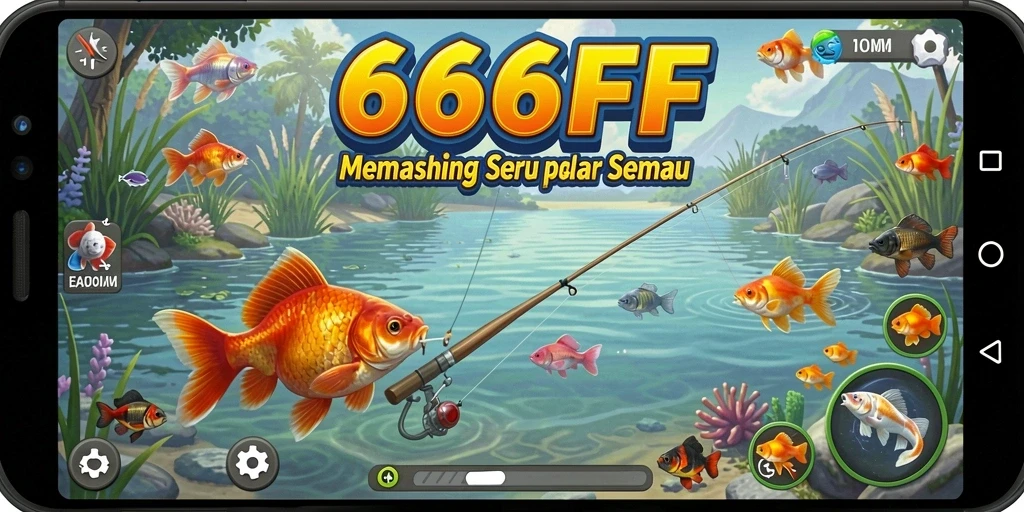 Screenshot 666FF menampilkan aksi memancing yang seru dan menantang.