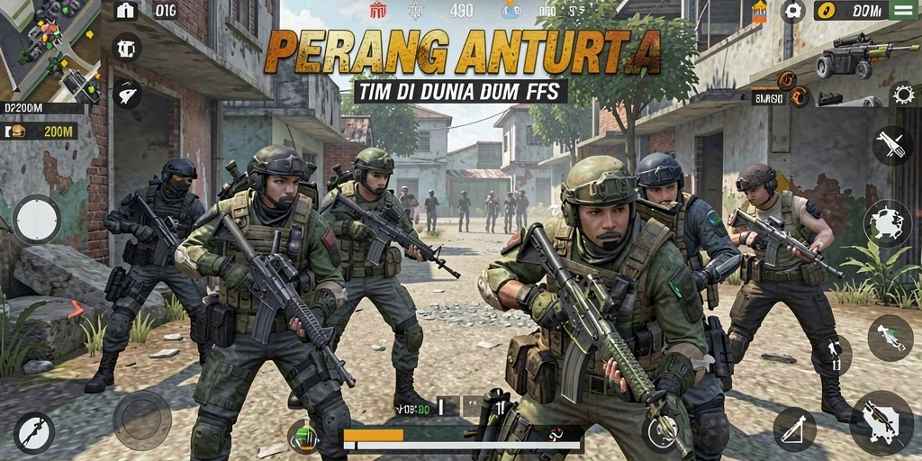 Tampilan gameplay D200M yang penuh aksi dan strategi FPS.