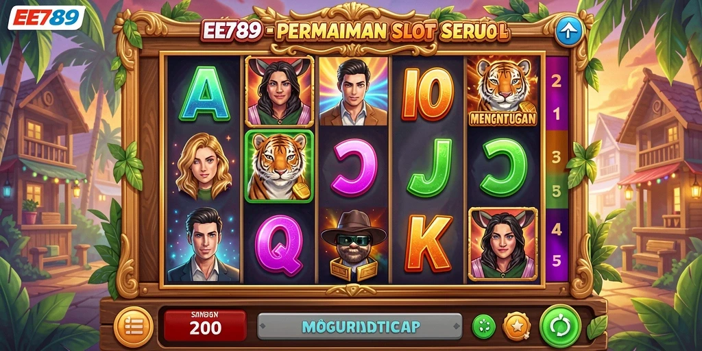 Screenshot gameplay EE789 menampilkan keseruan permainan Slot yang penuh warna.
