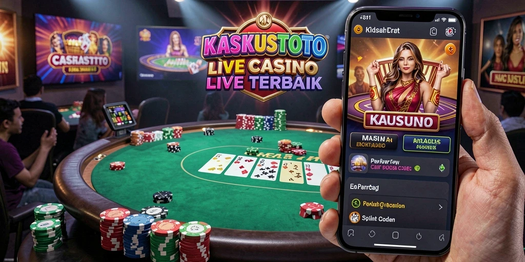 Screenshot gameplay KASKUSTOTO yang menunjukkan dealer langsung dalam aksi.