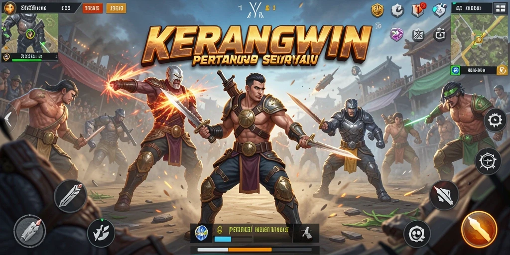 Tampilan seru gameplay KERANGWIN yang penuh tindakan di medan perang.