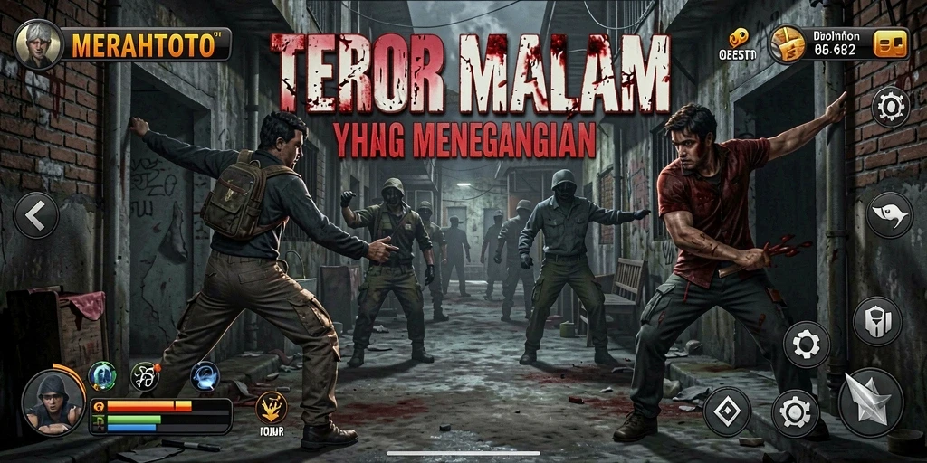 Tampilan gameplay menakutkan dari MERAHTOTO di dunia kegelapan.