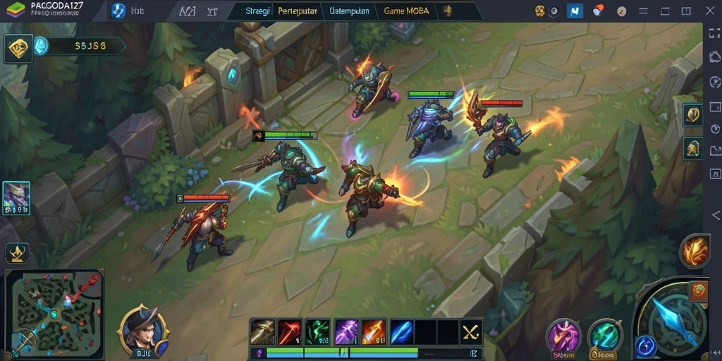 Screenshot utama PAGODA127 menampilkan pertarungan seru di arena MOBA.