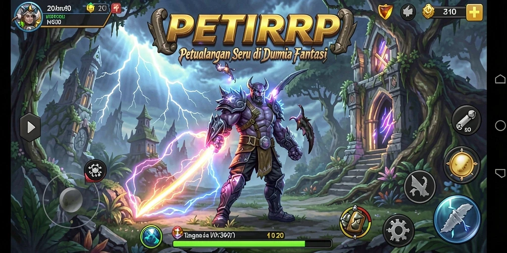Tampilan gameplay yang mendebarkan dalam PETIRRP, penuh aksi dan petualangan.