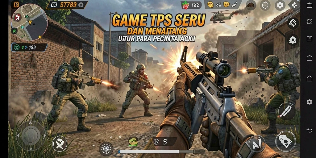 Screenshot ST789 menampilkan aksi seru dalam gameplay TPS.