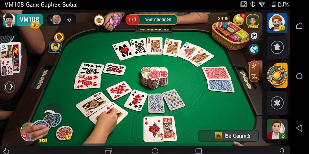 Tampilan seru gameplay Gaple di VM108 dengan teman-teman.